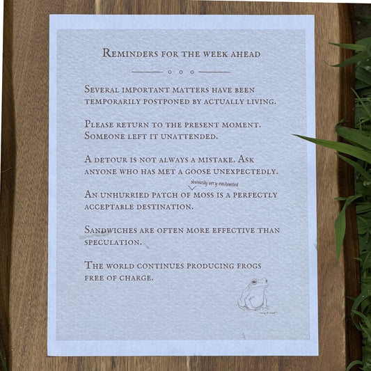 Reminders for the Week Ahead, Frogs — June 14, 2026 — Printable Download