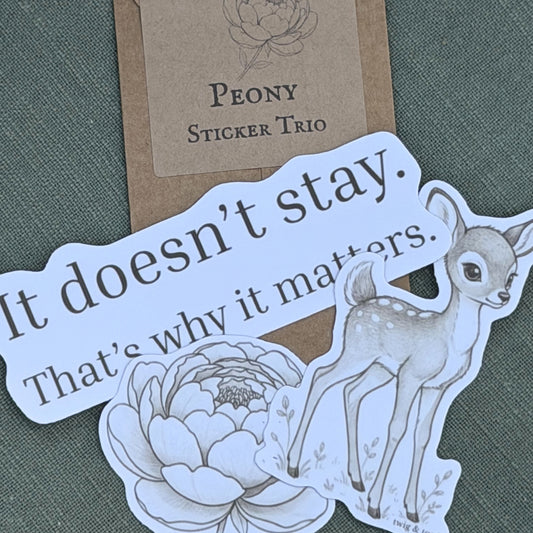 Peony Sticker Trio