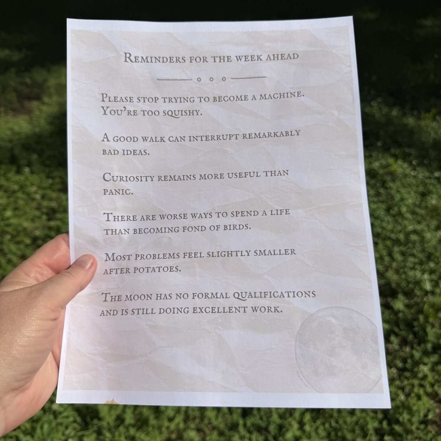 Reminders for the Week Ahead, Moon — May 24, 2026 — Printable Download