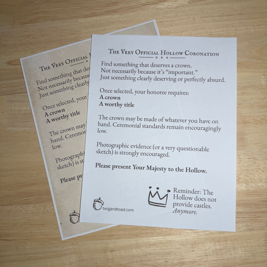 The Very Official Hollow Coronation — September 18, 2026 — Printable PDF