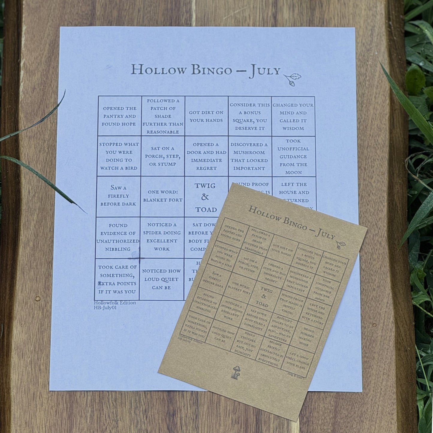 Hollow Bingo — July 2026 Printable Observation Sheet