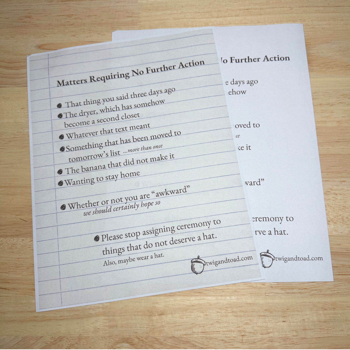 Matters Requiring No Further Action — October 4, 2026 — Printable PDF