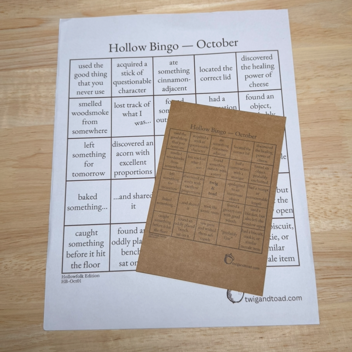 Hollow Bingo — October 2026 Printable